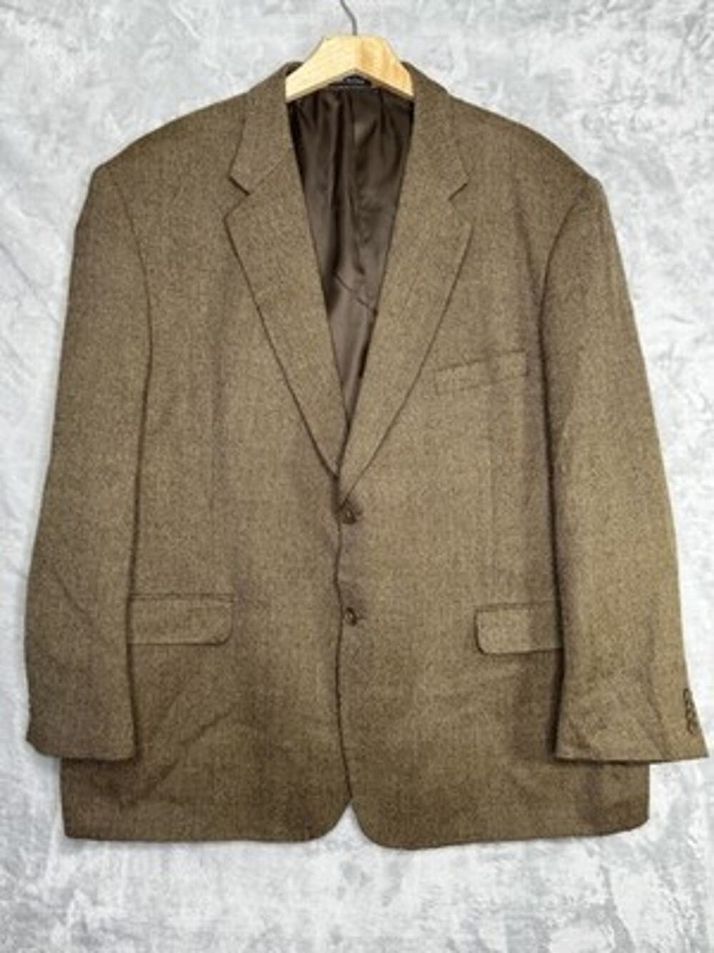 Circola Moda Blazer Mens 50R Brown Herringbone Lambswool Cashmere Sport Coat